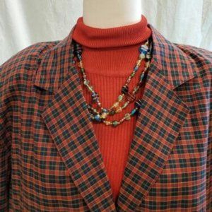 Vintage Talbots 1970s - 1980s Plaid Blazer Jacket Women's